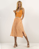 Μάξι φούστα φλοράλ με λάστιχο "Marla" πορτοκαλί χρώμα