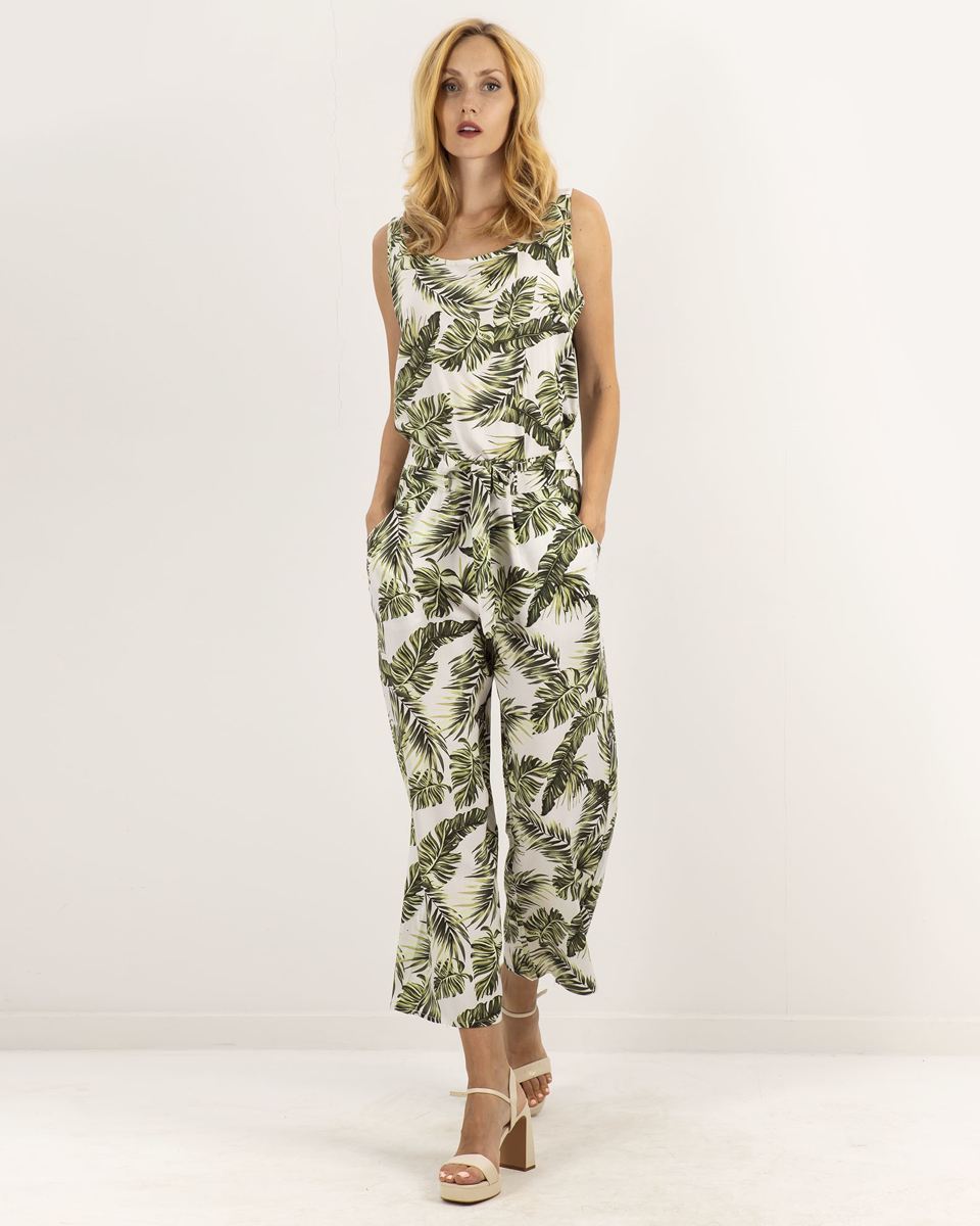Picture of Women's Flowing Wide-Leg Trousers "Cira" offwhite palm