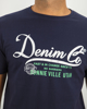 Ανδρικό Κοντομάνικο T-Shirt με Τύπωμα "Denim" Μπλε Σκούρο