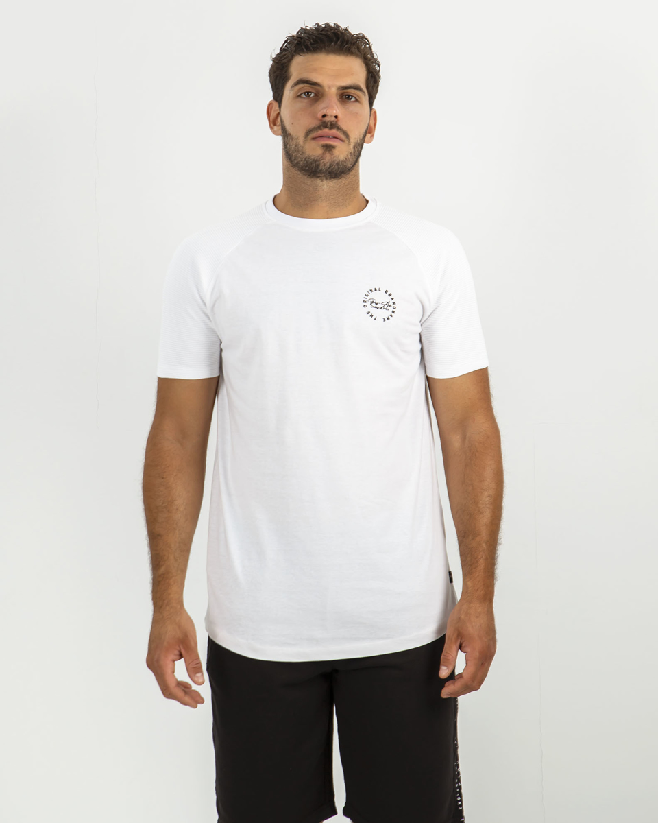 Ανδρικό κοντομάνικο T-Shirt με τύπωμα "Original brandname" λευκό