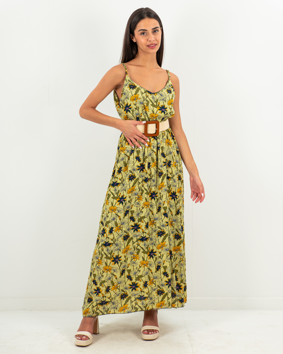 Μάξι αμάνικο φλοράλ φόρεμα "Sorena" κίτρινο