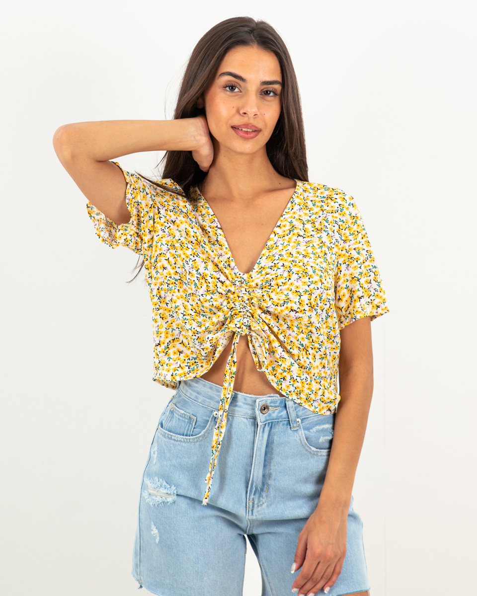 Picture of Floral crop top "Frida" yellow