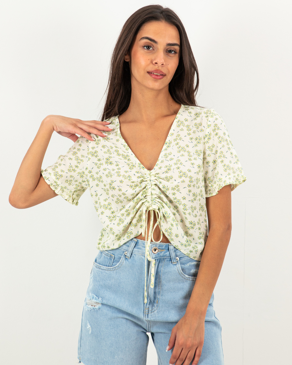 Picture of Floral crop top "Frida" green tea