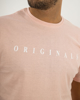 Ανδρική κοντομάνικη μπλούζα με τύπωμα "Original creation" ροζ