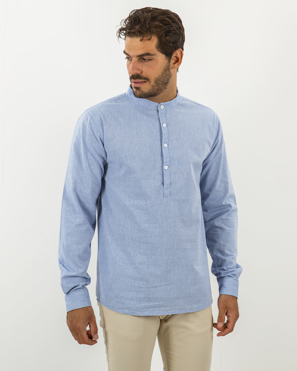 Picture of Men's Textured Linen Shirt "Sakip" Blue Light