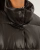 Γυναικείο Καπιτονέ Κοντό Μπουφάν με όψη Δέρματος "Lana" Μαύρο