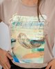 Γυναικεία Κοντομάνικη Μπλούζα με Τύπωμα "El44ina" Μπεζ