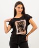 Γυναικεία Κοντομάνικη Μπλούζα με Τύπωμα "Lisa" Μαύρο