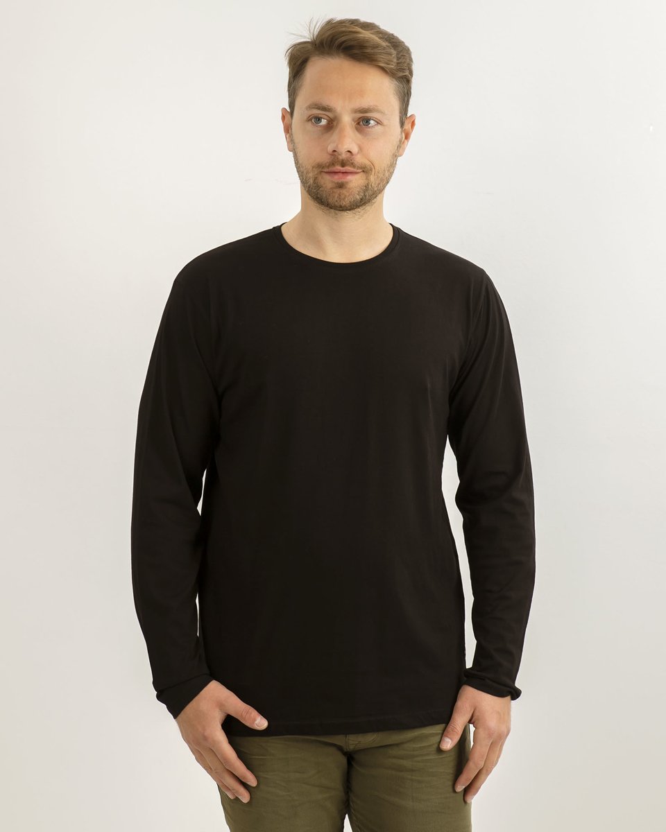 Ανδρική Μακρυμάνικη Μπλούζα σε Μαύρο Χρώμα