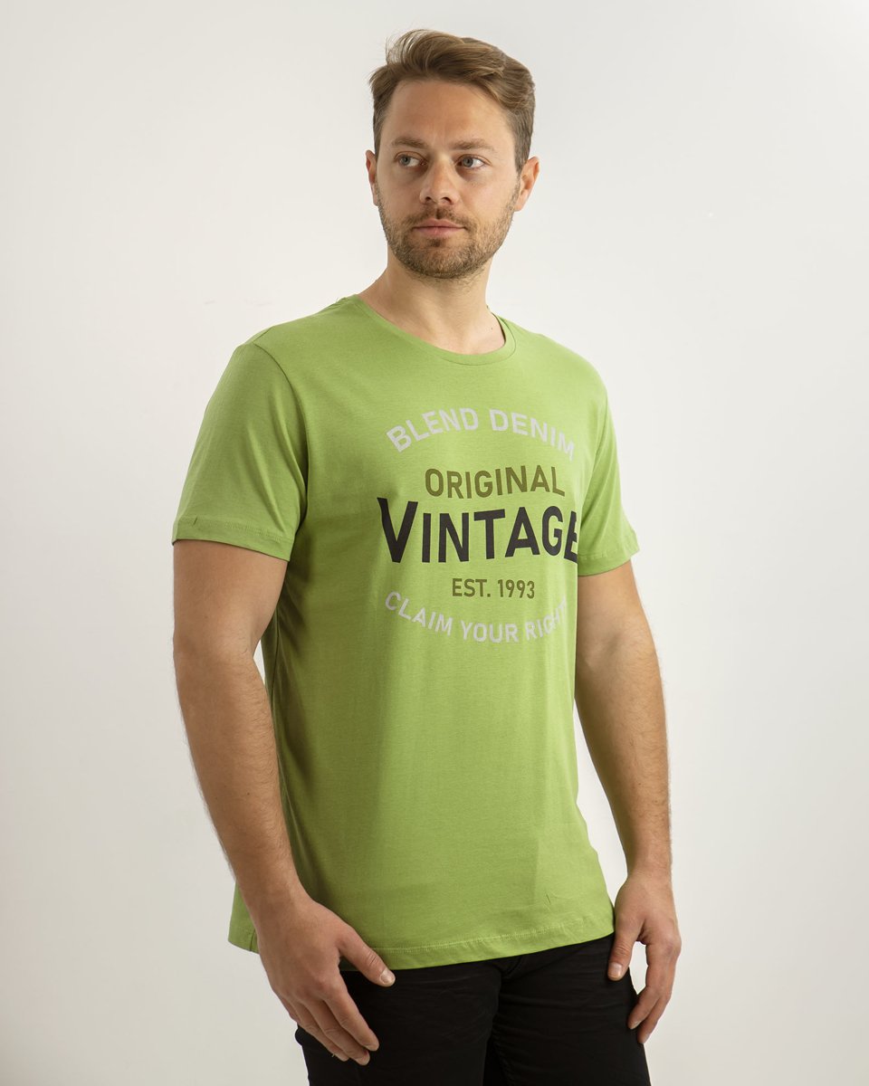 Ανδρικό Κοντομάνικο T-Shirt με Τύπωμα Ανοιχτό Πράσινο