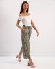 Γυναικεία παντελόνα εμπριμέ 3/4 "Cira" με ελαστική μέση χρώμα χακί