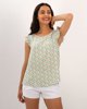 Γυναικεία φλοράλ κοντομάνικη μπλούζα "Cl44ea" ανοιχτό πράσινο