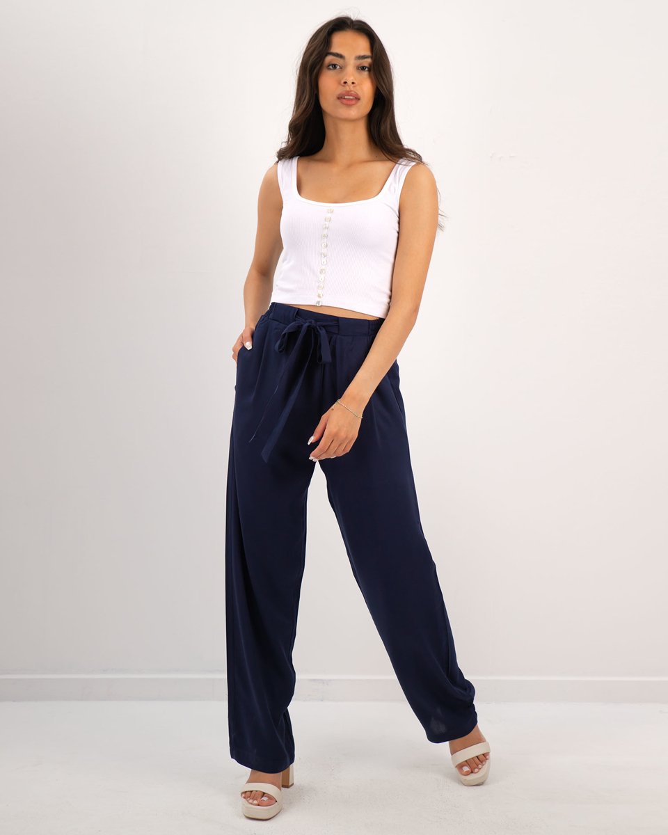 Picture of Women's Flowing Wide-Leg Trousers "Amalia" navy