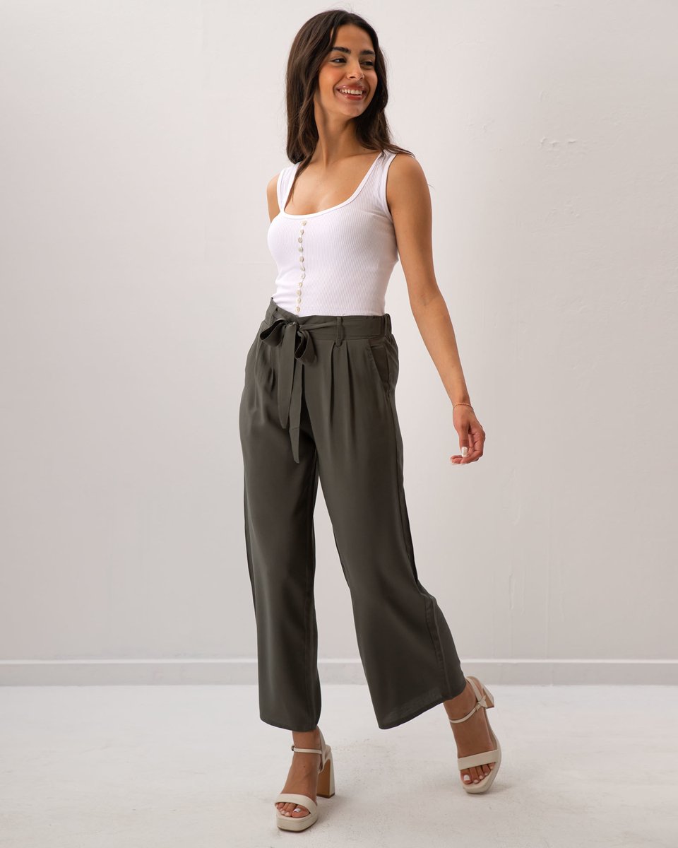Picture of Women's Flowing Wide-Leg Trousers "Anastasia" Khaki