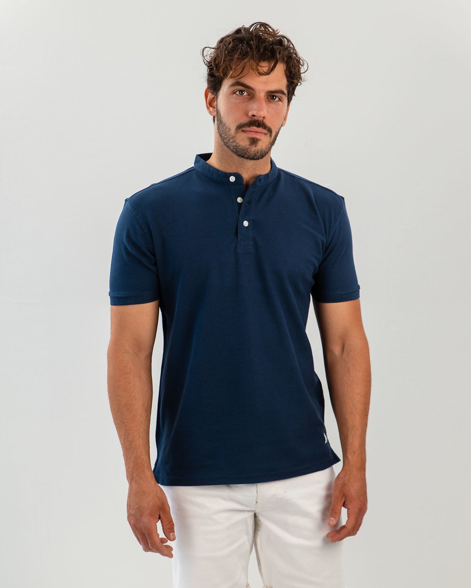 Picture of Men's Polo Shirt with Stand-up Collar "Alno" in Blue