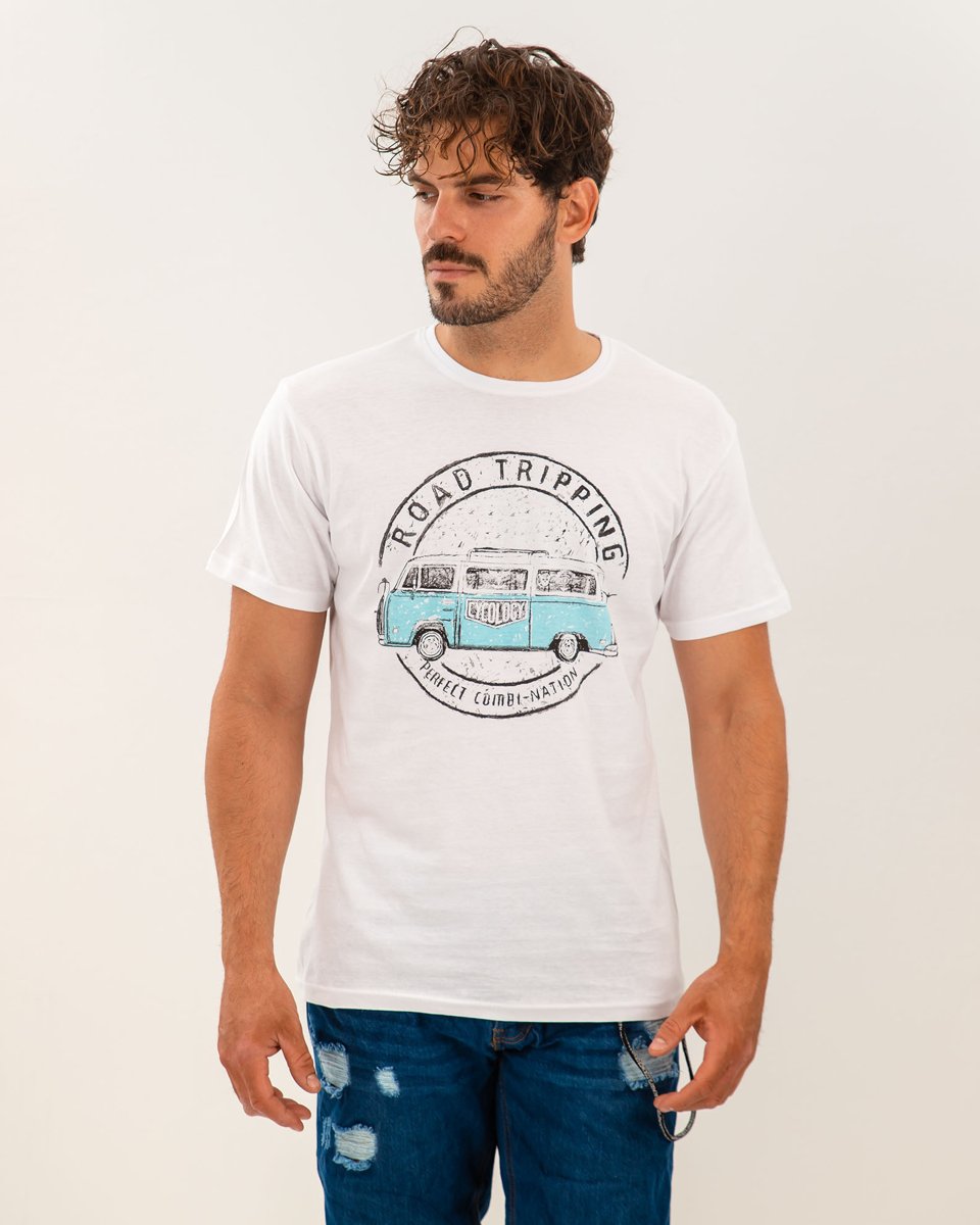 Ανδρικό Κοντομάνικο T-Shirt με Τύπωμα "Van" Λευκό