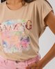 Γυναικεία Κοντομάνικη Μπλούζα με Τύπωμα "Sa44nd" Μπεζ