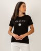 Γυναικεία Κοντομάνικη Μπλούζα με Τύπωμα "Keep smiling" Μαύρο