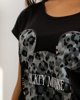 Γυναικεία Κοντομάνικη Μπλούζα με Τύπωμα "Mo44nja" Μαύρο