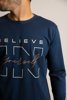 Ανδρική Μπλούζα Μακρυμάνικη με Τύπωμα "Believe In" Μπλε Σκούρο