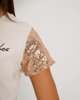 Γυναικεία Κοντομάνικη Μπλούζα με Παγιέτες "No bad vibes" Off-White
