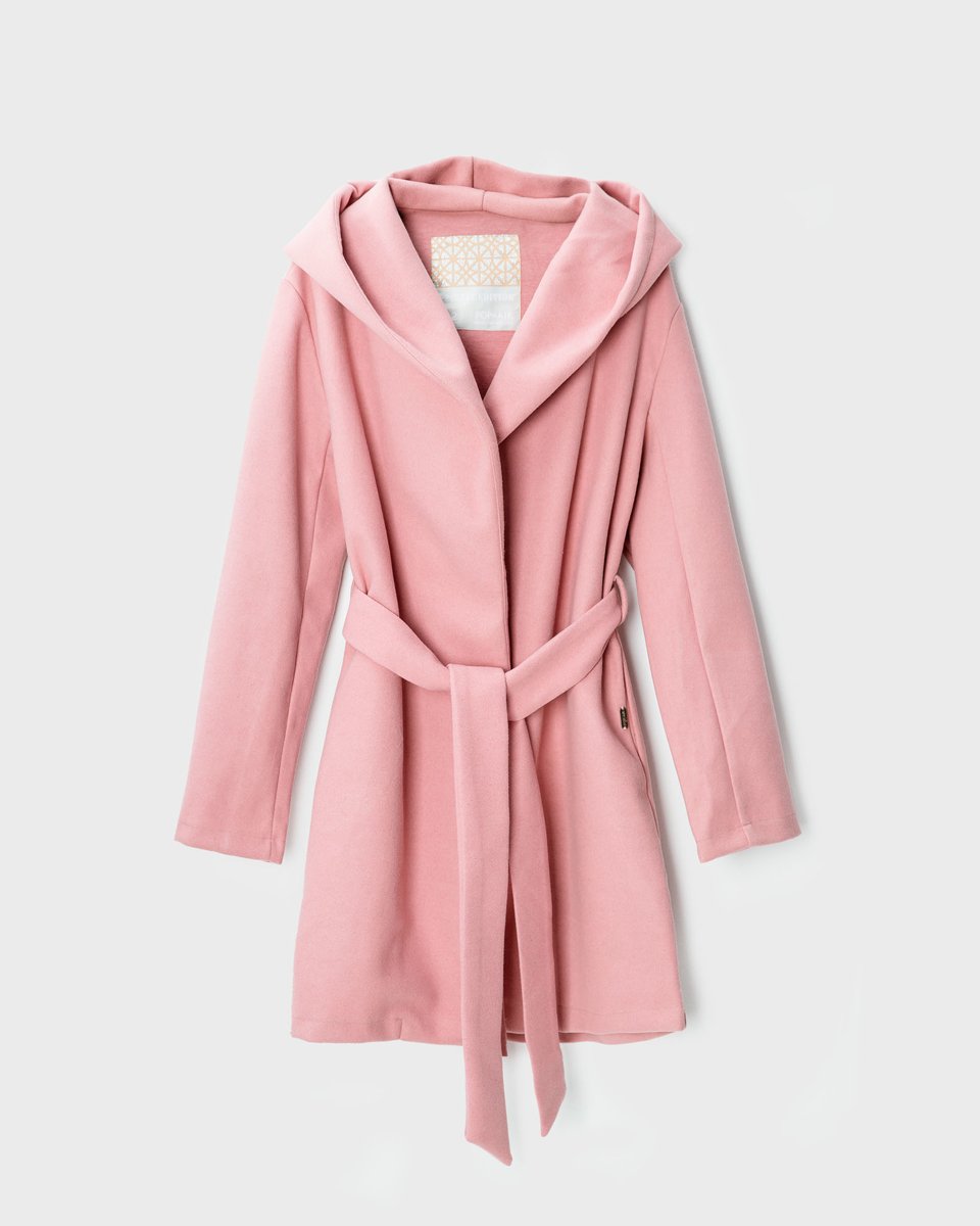 Γυναικείο Παλτό με Ζώνη "Emely " Ροζ